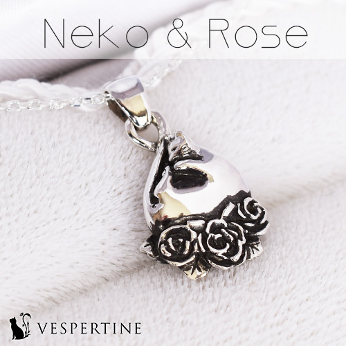 猫薔薇ネックレス